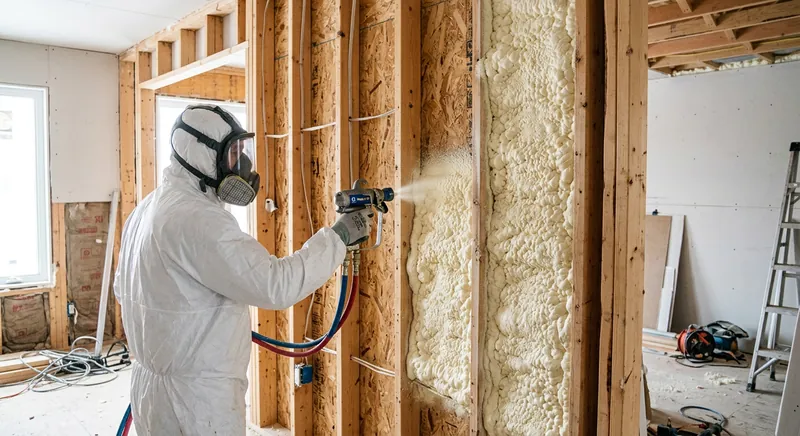 DIY spray foam insulation kit with two-component tanks and spray gun
