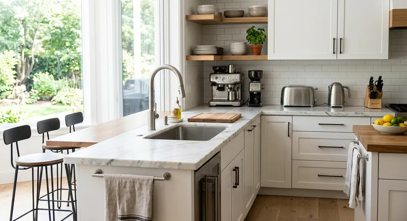 Modern kitchen with upgraded faucet and appliances