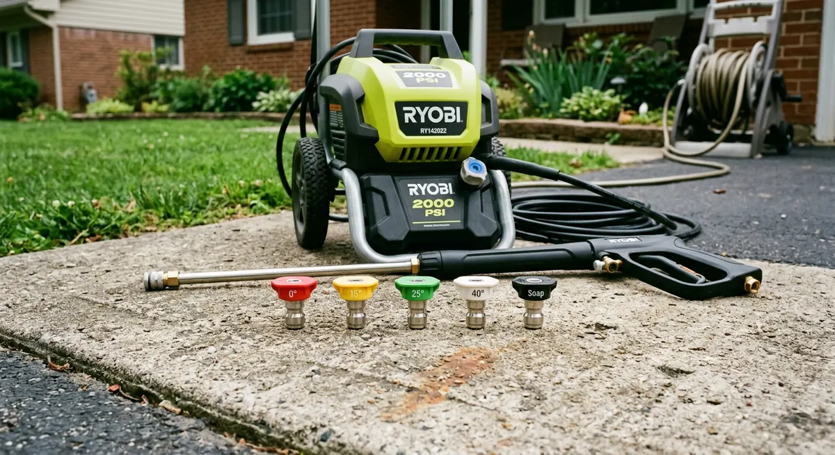 Chart and demonstration showing safe pressure washer PSI ranges for different home surfaces